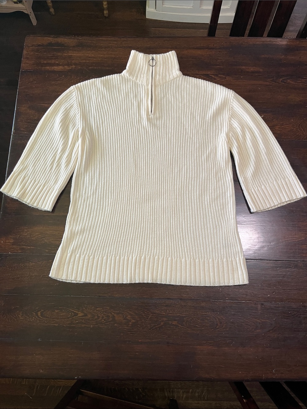 Divided by H&M Cream Ribbed Half-Zip Top